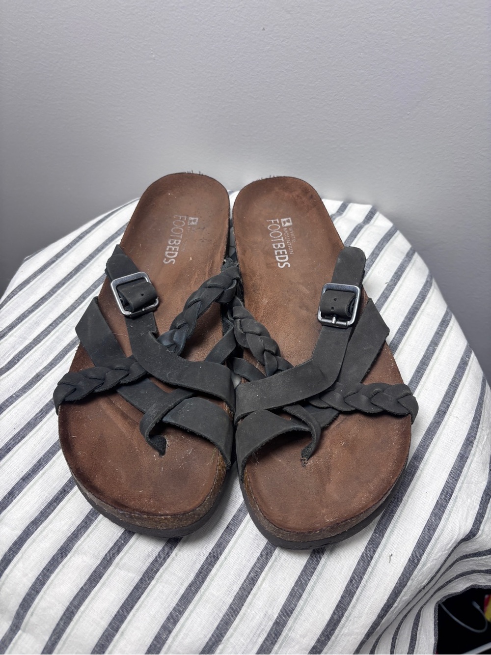 White Mountain Braided Leather Sandals Women's Size 10